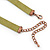 Victorian Olive Green Suede Style Diamante Choker Necklace In Bronze Tone Metal - 34cm Length with 7cm extension - view 5