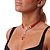Victorian Red Suede Style Diamante Choker Necklace In Silver Tone Metal - 34cm Length with 7cm extension - view 9