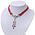 Victorian Red Suede Style Diamante Choker Necklace In Silver Tone Metal - 34cm Length with 7cm extension - view 10