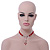 Victorian Red Suede Style Diamante Choker Necklace In Silver Tone Metal - 34cm Length with 7cm extension - view 12