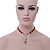 Victorian Red Suede Style Diamante Choker Necklace In Silver Tone Metal - 34cm Length with 7cm extension - view 4