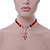 Victorian Red Suede Style Diamante Choker Necklace In Silver Tone Metal - 34cm Length with 7cm extension - view 5