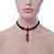 Victorian Dark Blue Suede Style Diamante Choker Necklace In Bronze Tone Metal - 34cm Length with 7cm extension - view 4