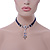 Victorian Dark Blue Suede Style Diamante Choker Necklace In Silver Tone Metal - 34cm Length with 7cm extension - view 4