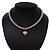Rhodium Plated Swarovski Crystal Small Heart Necklace - 38cm Length/ 7cm Extension - view 3