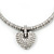 Rhodium Plated Swarovski Crystal Puffed Heart Necklace - 38cm Length/ 7cm Extension - view 10