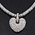 Rhodium Plated Swarovski Crystal Puffed Heart Necklace - 38cm Length/ 7cm Extension - view 2
