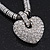 Rhodium Plated Swarovski Crystal Puffed Heart Necklace - 38cm Length/ 7cm Extension - view 4