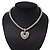 Rhodium Plated Swarovski Crystal Puffed Heart Necklace - 38cm Length/ 7cm Extension - view 3