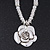 Rhodium Plated Rose Pendant Necklace - 38cm Length/ 8cm Extension - view 3