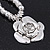 Rhodium Plated Rose Pendant Necklace - 38cm Length/ 8cm Extension - view 4