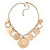 Gold Plated Hammered Circles&Coins Charm Necklace - 38cm Length/ 8cm Extension
