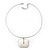 Brushed Silver Square Pendant On Snake Chain - 38cm Length/ 5cm Extension - view 7