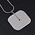 Brushed Silver Square Pendant On Snake Chain - 38cm Length/ 5cm Extension - view 3