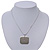 Brushed Silver Square Pendant On Snake Chain - 38cm Length/ 5cm Extension - view 8