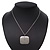 Brushed Silver Square Pendant On Snake Chain - 38cm Length/ 5cm Extension - view 5