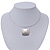 Brushed Silver Square Pendant On Flex Wire Choker Necklace - Adjustable - view 6