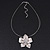 Silver Plated Layered Flower Pendant Wire Choker Necklace - 35cm Length/ 7cm Extension - view 7