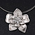 Silver Plated Layered Flower Pendant Wire Choker Necklace - 35cm Length/ 7cm Extension - view 4