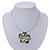 Silver Plated Layered Flower Pendant Wire Choker Necklace - 35cm Length/ 7cm Extension - view 3