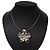 Silver Plated Layered Flower Pendant Wire Choker Necklace - 35cm Length/ 7cm Extension - view 8