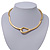 Brushed Gold 'Loop' Choker Necklace With T-Bar Closure - 33cm Length - view 10