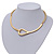 Brushed Gold 'Loop' Choker Necklace With T-Bar Closure - 33cm Length - view 13