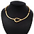 Brushed Gold 'Loop' Choker Necklace With T-Bar Closure - 33cm Length - view 3
