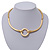 Brushed Gold 'Circle' Choker Necklace With T-Bar Closure - 33cm Length - view 9