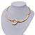 Brushed Gold 'Circle' Choker Necklace With T-Bar Closure - 33cm Length - view 12