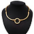 Brushed Gold 'Circle' Choker Necklace With T-Bar Closure - 33cm Length - view 4