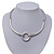 Brushed Silver 'Circle' Choker Necklace With T-Bar Closure - 33cm Length - view 9