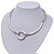 Brushed Silver 'Circle' Choker Necklace With T-Bar Closure - 33cm Length - view 12