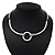 Brushed Silver 'Circle' Choker Necklace With T-Bar Closure - 33cm Length - view 2