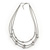 3 Strand Textured Ball Necklace In Silver Plated Metal - 40cm Length/ 5cm Length - view 7