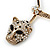 Unique Swarovski Crystal 'Leopard' Collar Necklace In Burn Gold Plating - 39cm Length - view 4
