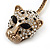 Unique Swarovski Crystal 'Leopard' Collar Necklace In Burn Gold Plating - 39cm Length - view 5