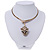 Unique Swarovski Crystal 'Leopard' Collar Necklace In Burn Gold Plating - 39cm Length - view 2