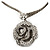 Large Dimensional Swarovski Crystal 'Rose' Pendant Collar Necklace In Burn Silver Finish -  38cm Length - view 3