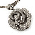 Large Dimensional Swarovski Crystal 'Rose' Pendant Collar Necklace In Burn Silver Finish -  38cm Length - view 4