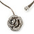 Large Dimensional Swarovski Crystal 'Rose' Pendant Collar Necklace In Burn Silver Finish -  38cm Length - view 5