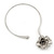 Large Dimensional Swarovski Crystal 'Flower' Pendant Collar Necklace In Burn Silver Finish - 39cm Length - view 6