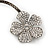 Clear Swarovski Crystal 'Flower' Pendant Hammered Collar Necklace In Burn Silver Finish - 38cm Length - view 5