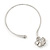 Clear Swarovski Crystal 'Flower' Pendant Hammered Collar Necklace In Burn Silver Finish - 38cm Length - view 7