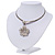 Clear Swarovski Crystal 'Flower' Pendant Hammered Collar Necklace In Burn Silver Finish - 38cm Length - view 8