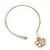 Clear Swarovski Crystal 'Flower' Pendant Hammered Collar Necklace In Burn Gold Finish - 38cm Length - view 6