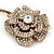 Large Dimensional Swarovski Crystal 'Flower' Pendant Collar Necklace In Burn Gold Finish - 39cm Length - view 4