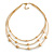 3 Strand Textured Ball Necklace In Gold Plated Metal - 40cm Length/ 5cm Length