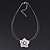 Crystal Layered Textured Rose Pendant Wire Choker Necklace In Silver Plating - 36cm Length/ 7cm Extension - view 9
