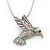 Burn Silver Diamante 'Bird' Pendant Necklace - 38cm Length/ 8cm Extension - view 2